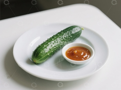 黄瓜配酱料，简洁美食摆盘