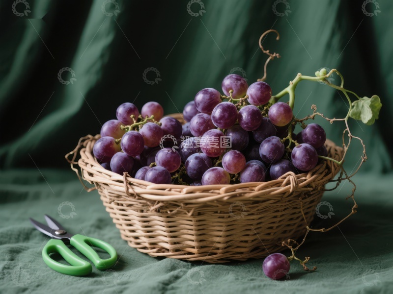 高清大图下载【趣麦麦图】篮子里的紫葡萄静物图