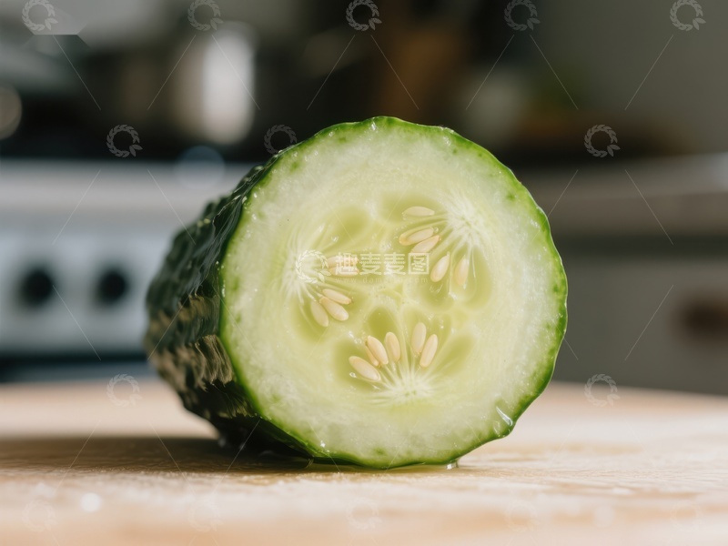 高清大图下载【趣麦麦图】切开的黄瓜横截面特写