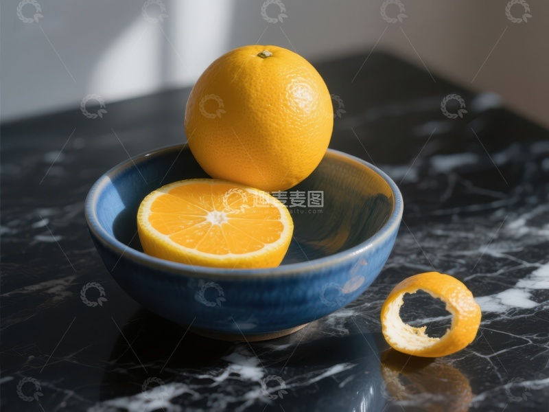 高清大图下载【趣麦麦图】橙子与碗：简约静物摄影