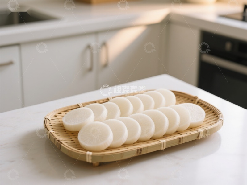 高清大图下载【趣麦麦图】竹篮中的圆形糕点