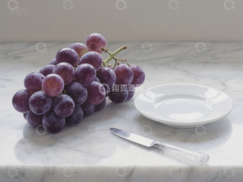 高清大图下载【趣麦麦图】葡萄与盘子静物组合