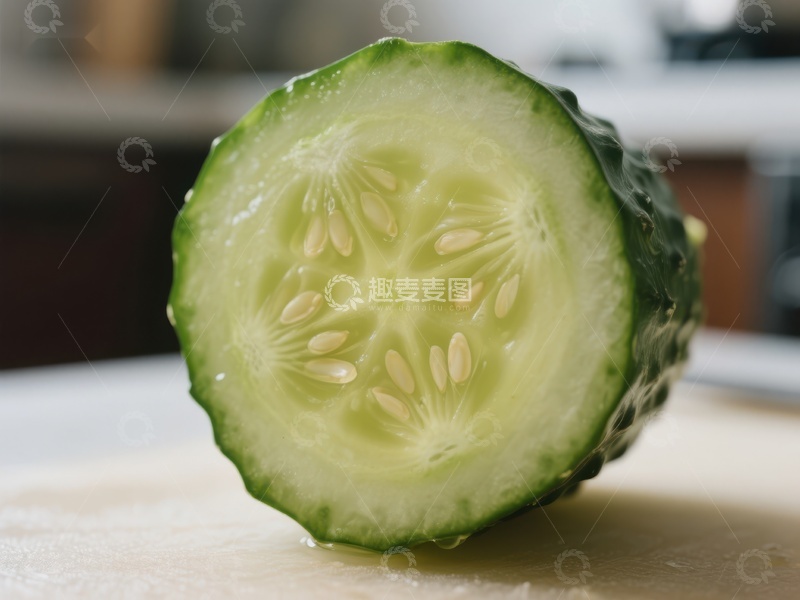 高清大图下载【趣麦麦图】切开的黄瓜横截面特写