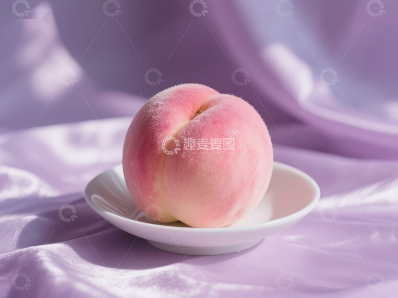 高清大图下载【趣麦麦图】盘中桃子，紫色背景