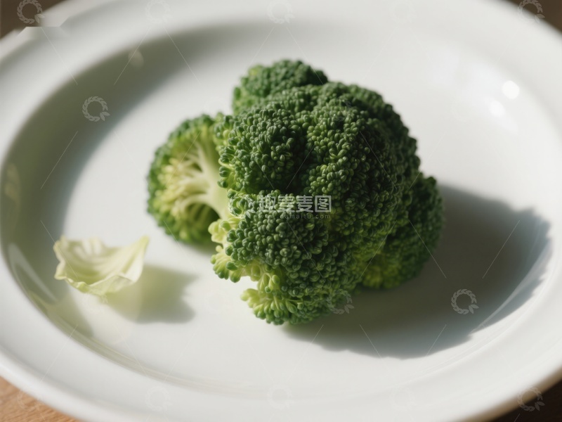 高清大图下载【趣麦麦图】新鲜西兰花置于白色盘中