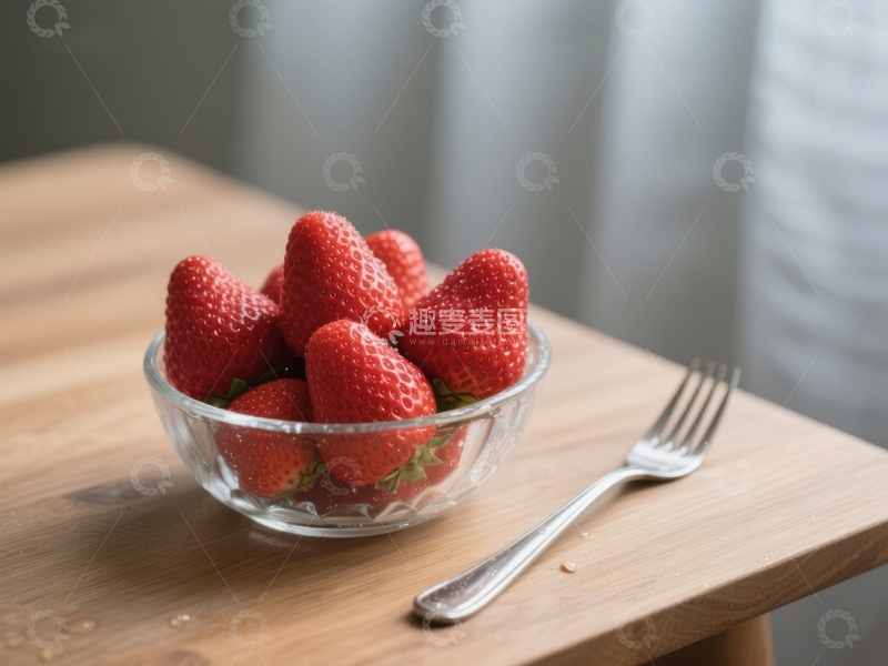 高清大图下载【趣麦麦图】玻璃碗中的新鲜草莓