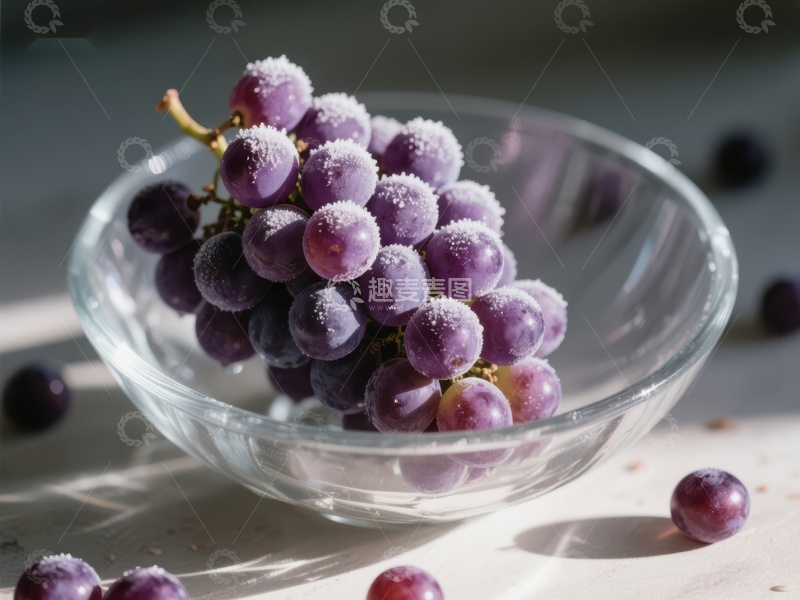 高清大图下载【趣麦麦图】透明碗中的紫葡萄