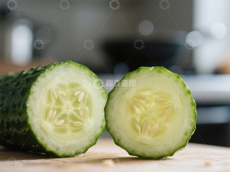 高清大图下载【趣麦麦图】新鲜黄瓜切片展示