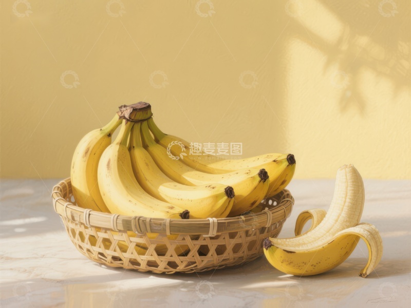 高清大图下载【趣麦麦图】篮子里的香蕉与单根香蕉