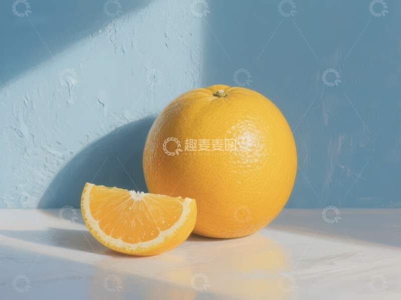 高清大图下载【趣麦麦图】橙子与切片，阳光下的清新