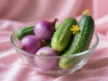 玻璃碗中的黄瓜与洋葱