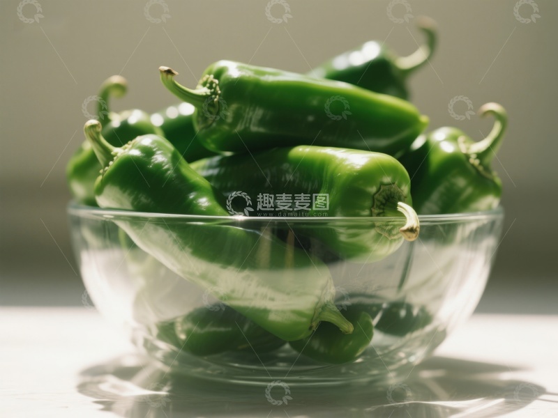 高清大图下载【趣麦麦图】玻璃碗中的青椒