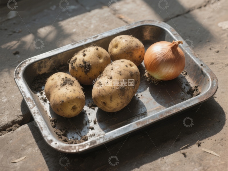 高清大图下载【趣麦麦图】盘中土豆与洋葱