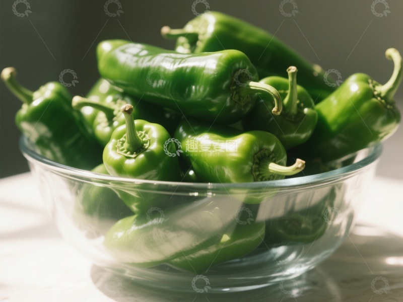 高清大图下载【趣麦麦图】玻璃碗中的青椒