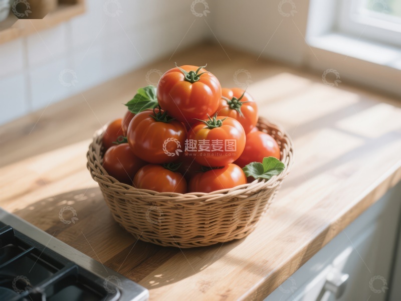 高清大图下载【趣麦麦图】篮子里的鲜红番茄