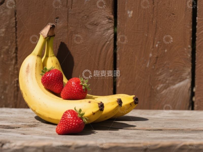 高清大图下载【趣麦麦图】香蕉与草莓的自然组合