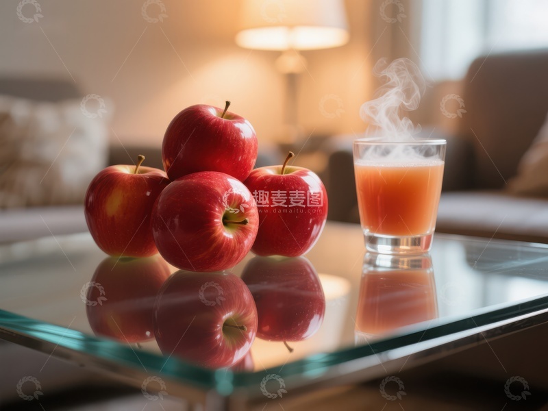 高清大图下载【趣麦麦图】苹果与热饮，温馨家居场景