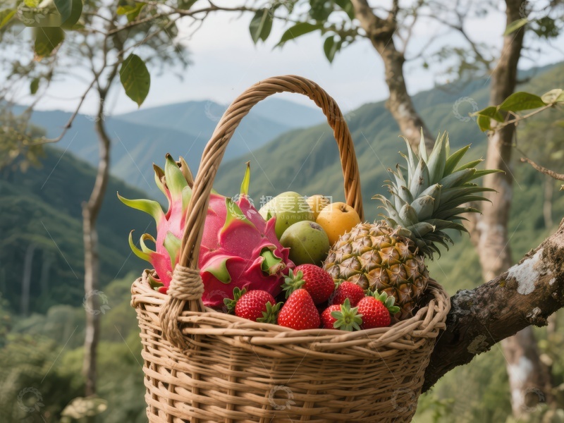 高清大图下载【趣麦麦图】篮子里的热带水果