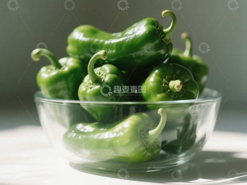 高清大图下载【趣麦麦图】玻璃碗中的青椒
