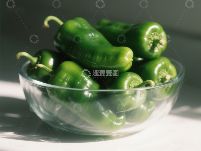 高清大图下载【趣麦麦图】透明碗中的青椒