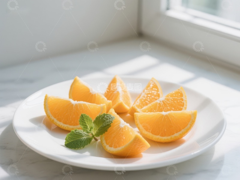 高清大图下载【趣麦麦图】新鲜橙子切片摆盘