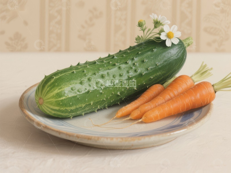 高清大图下载【趣麦麦图】黄瓜与胡萝卜的静物组合