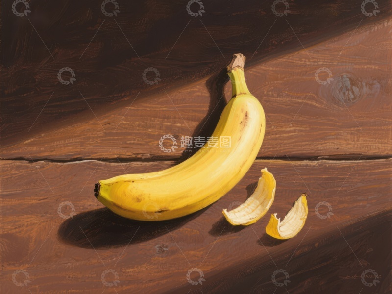 高清大图下载【趣麦麦图】阳光下的香蕉与剥落的皮