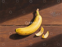 阳光下的香蕉与剥落的皮