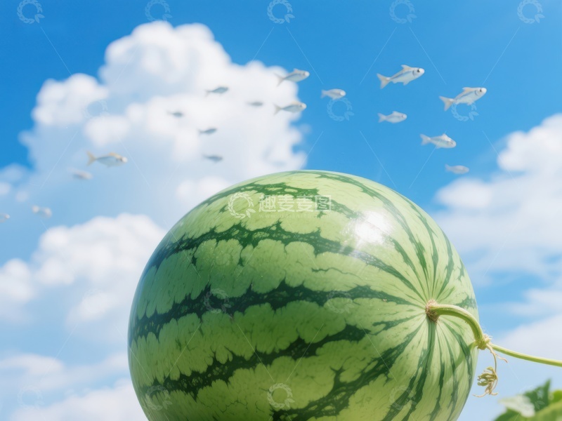 高清大图下载【趣麦麦图】西瓜与飞翔的鱼