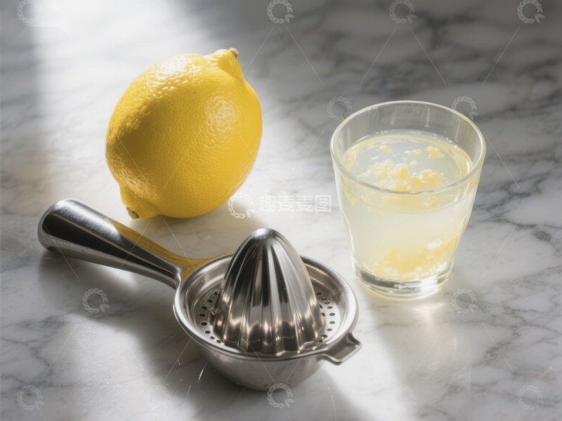 高清大图下载【趣麦麦图】柠檬榨汁器与新鲜柠檬汁