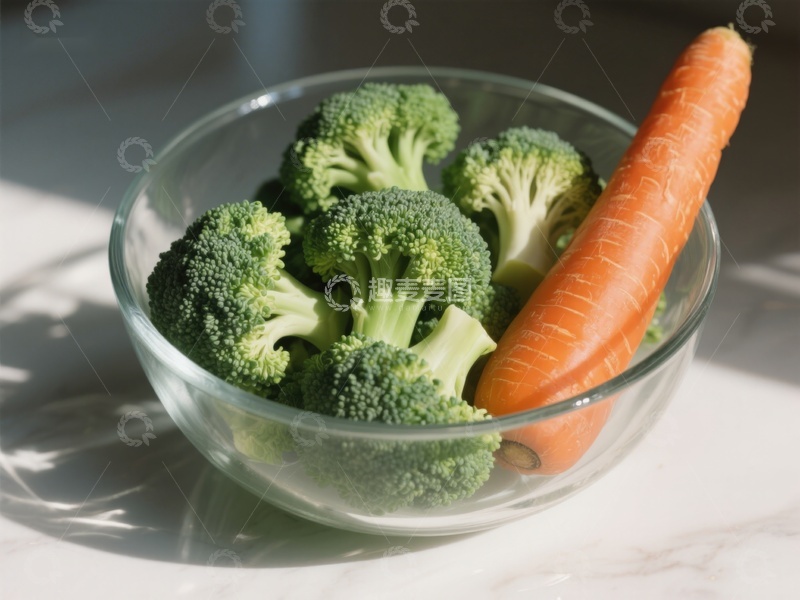 高清大图下载【趣麦麦图】碗中的西兰花与胡萝卜