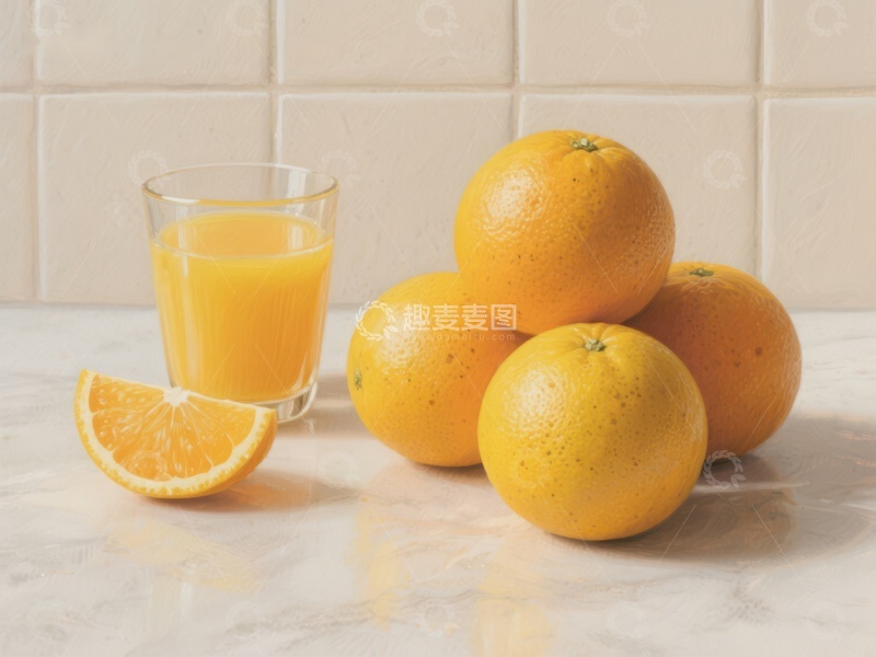 高清大图下载【趣麦麦图】新鲜橙子与一杯橙汁