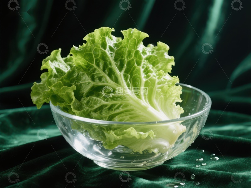 高清大图下载【趣麦麦图】新鲜生菜置于透明碗中