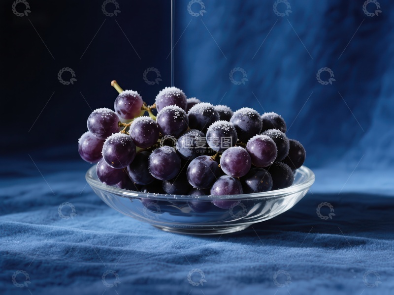 高清大图下载【趣麦麦图】深色葡萄置于透明碗中