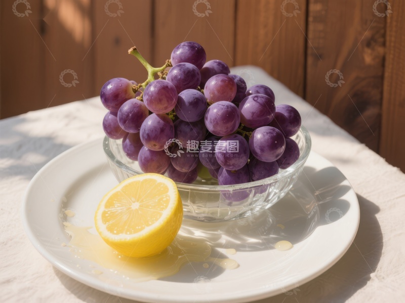 高清大图下载【趣麦麦图】葡萄与柠檬的清新组合