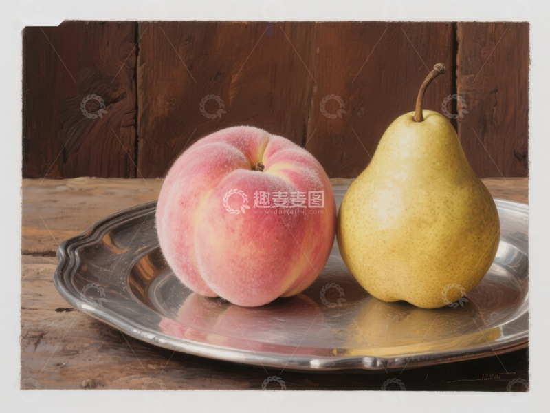 高清大图下载【趣麦麦图】-桃子与梨静物