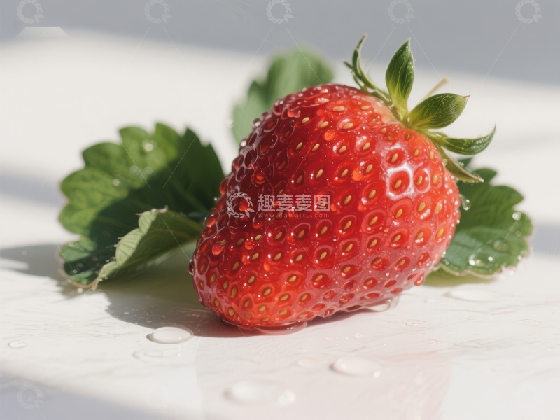高清大图下载【趣麦麦图】新鲜草莓上的水珠特写