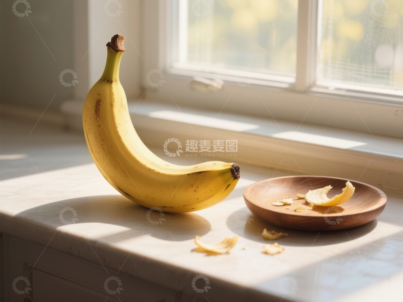 高清大图下载【趣麦麦图】阳光下的香蕉与果盘