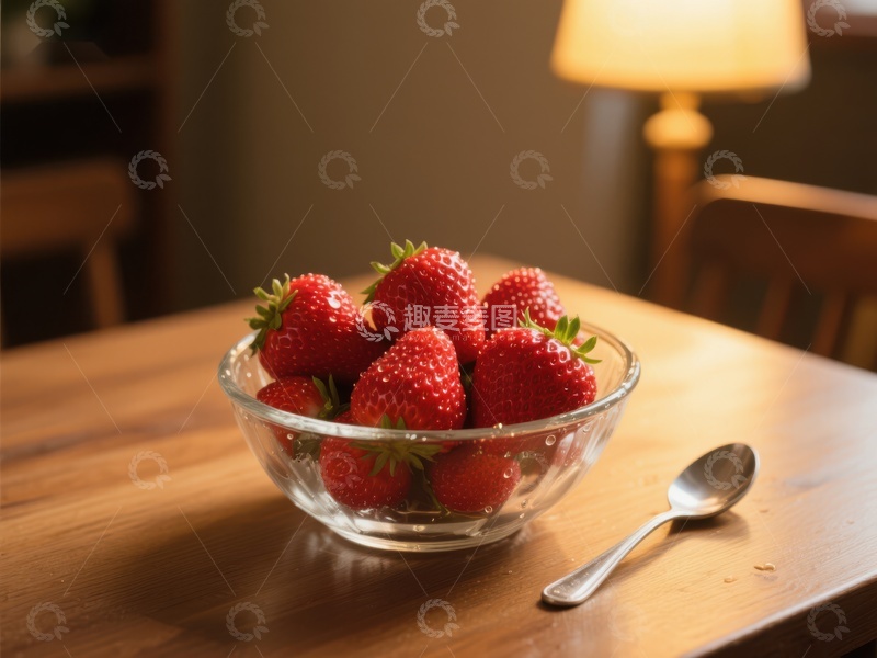 高清大图下载【趣麦麦图】玻璃碗中的新鲜草莓