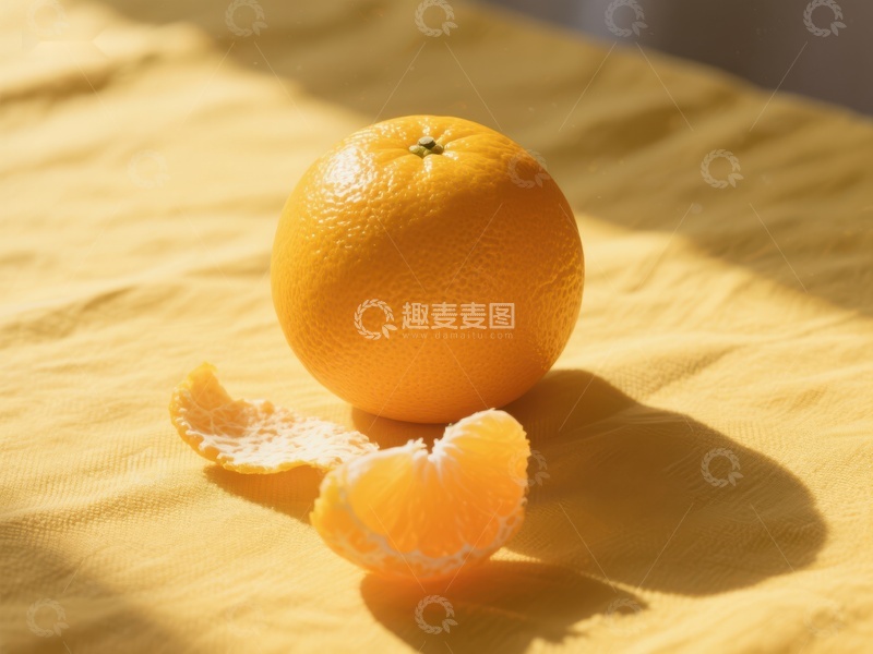 高清大图下载【趣麦麦图】阳光下的橙子与果皮