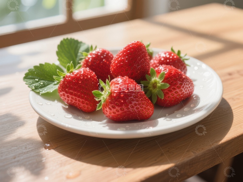 高清大图下载【趣麦麦图】阳光下的新鲜草莓