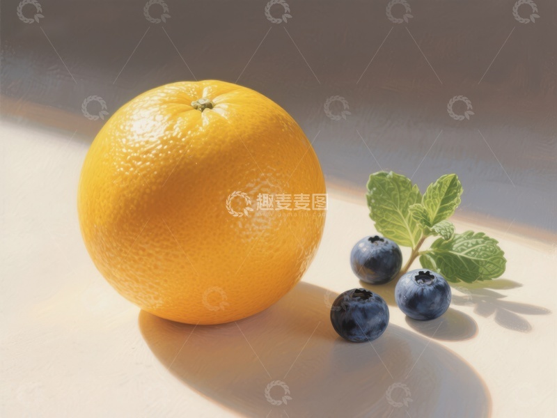 高清大图下载【趣麦麦图】橙子与蓝莓的清新组合
