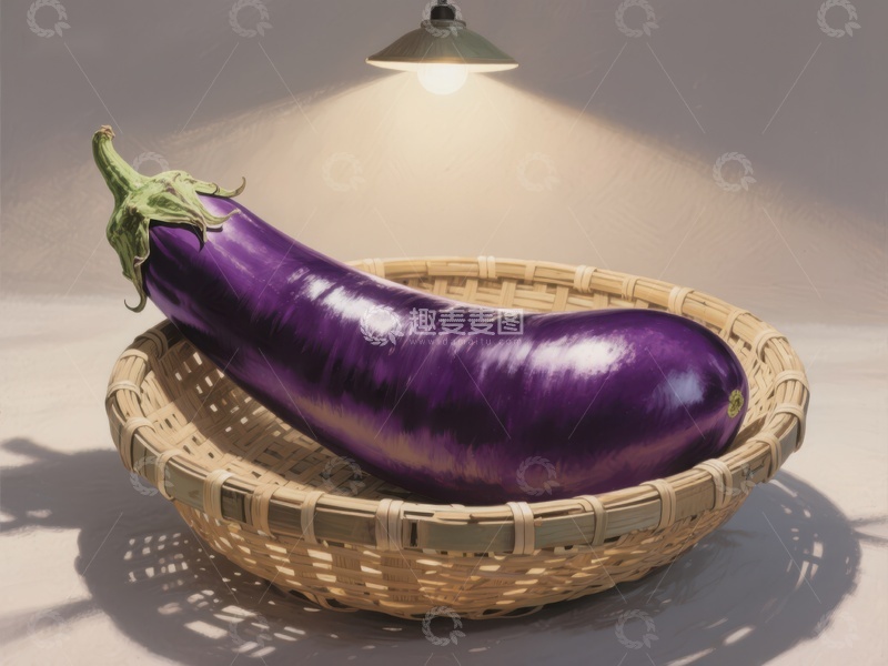 高清大图下载【趣麦麦图】紫色茄子置于竹篮中
