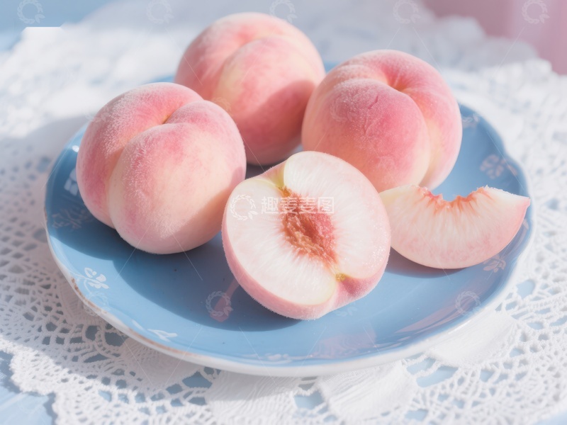 高清大图下载【趣麦麦图】新鲜桃子摆盘，甜美诱人
