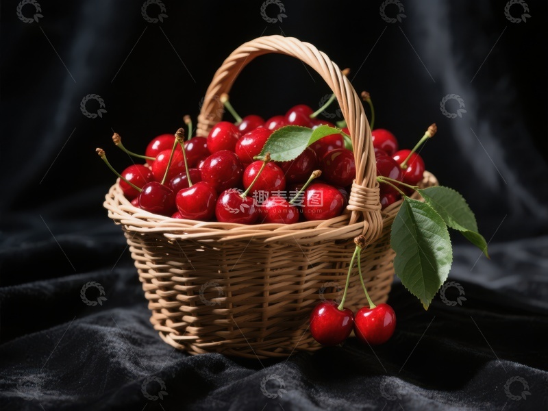 高清大图下载【趣麦麦图】篮子里的鲜红樱桃