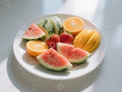 新鲜水果拼盘，色彩缤纷