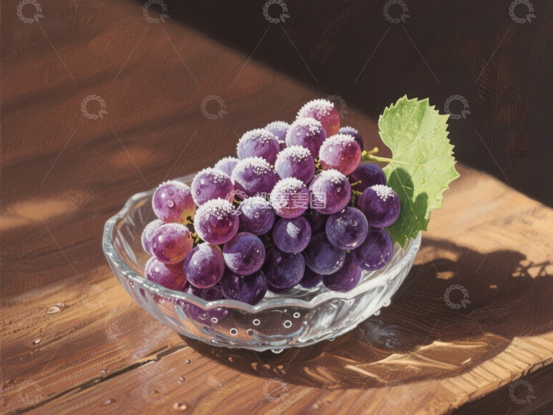 高清大图下载【趣麦麦图】透明碗中的紫葡萄