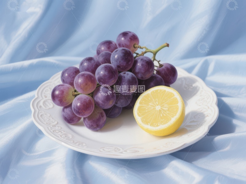 高清大图下载【趣麦麦图】葡萄与柠檬的静物组合