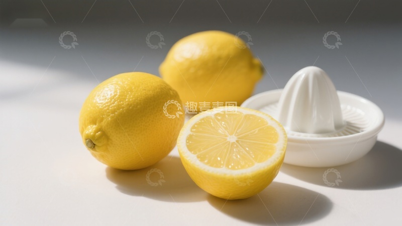 高清大图下载【趣麦麦图】新鲜柠檬与手动榨汁器