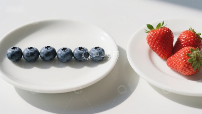 高清大图下载【趣麦麦图】蓝莓与草莓的静谧对比